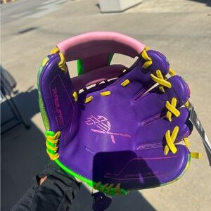 Rawlings Purple, Pink & Yellow Kids Softball Glove with Green Trim